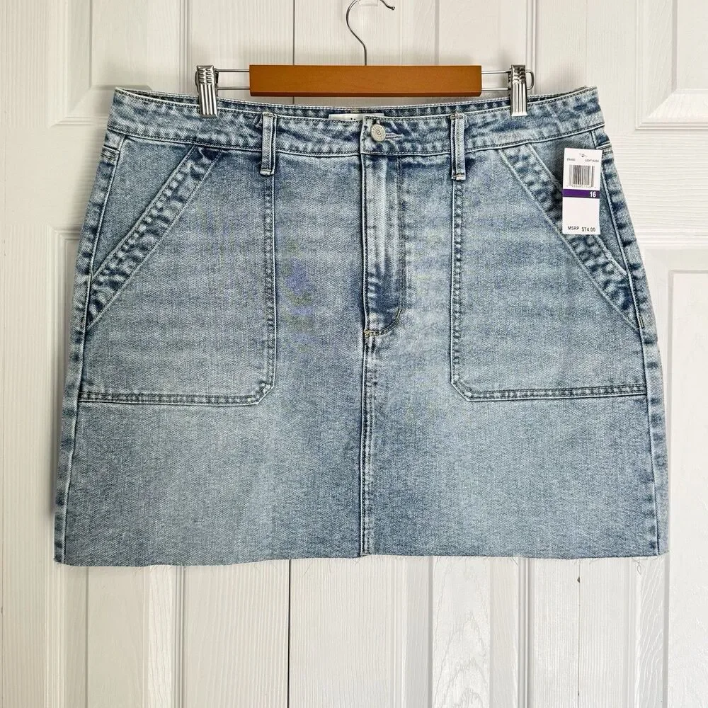 Edited by Remi Bader Women's Utility Mini Skirt Size 16 Light Wash